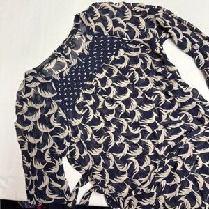 Maison Scotch Scotch & Soda Dress Pop Odyssey Sz 2 Navy Mixed Print Long Sleeve